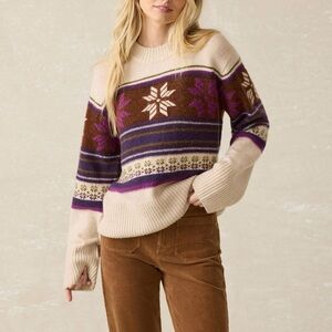 Faherty Multi Winter Snowflake Print Solstice Wool Blend Sweater Size Small